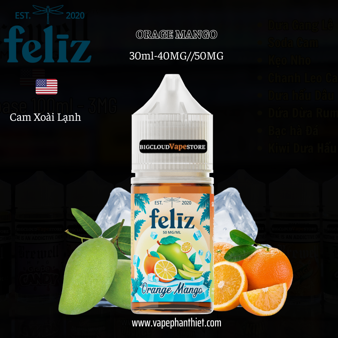 Feliz Salt 30ml 40MG//50MG Cam Xoài Lạnh